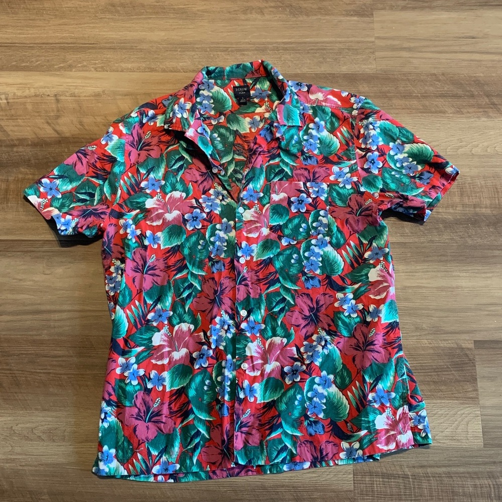 J. Crew Floral Short Sleeve Button Down Size Large